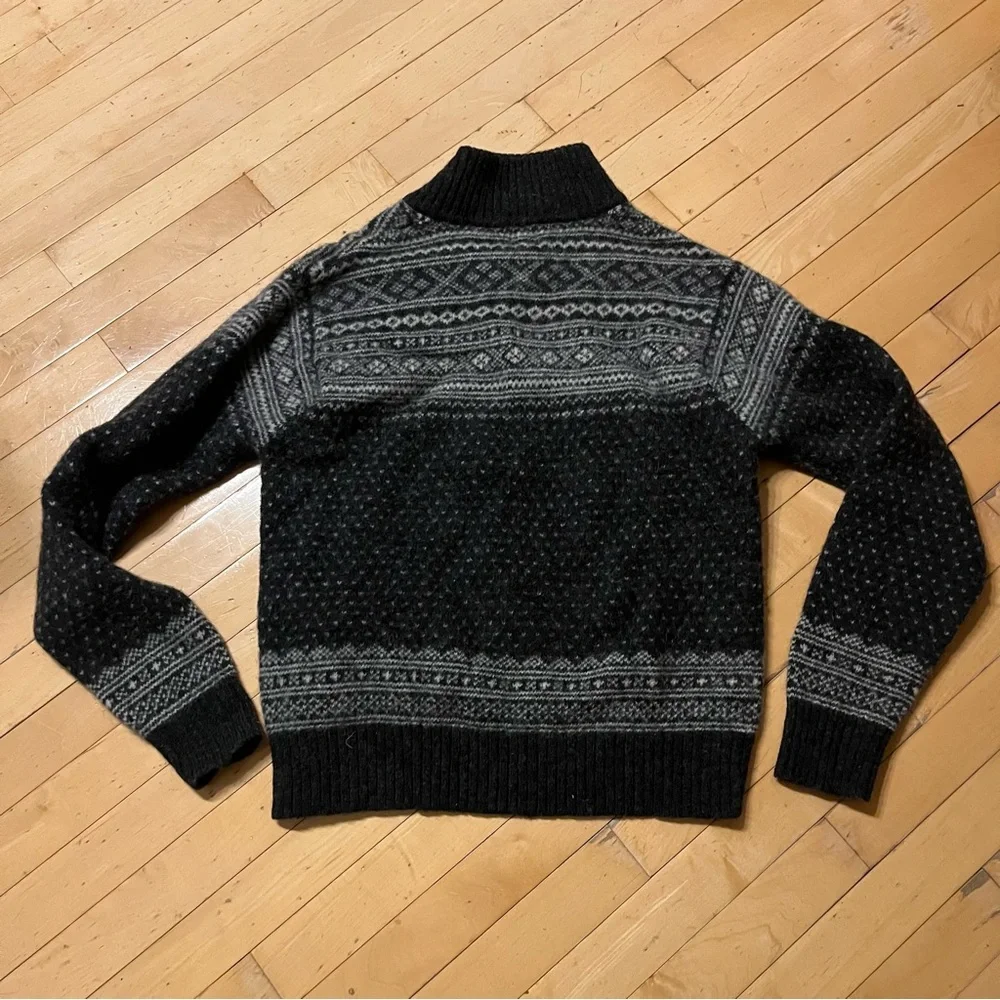 Vtg GAP Womens Mens Fair Isle Shetland Wool Sweater Size L Gray Norwegian - Picture 6 of 6